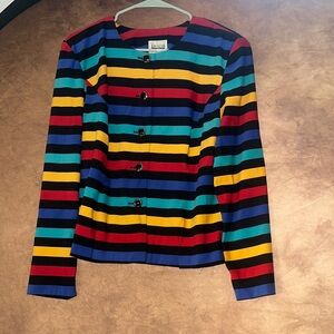 Leslie Fay Magical Multicolor Striped Blazer Vintage
